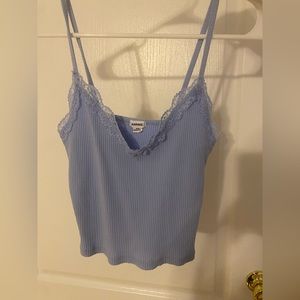 garage lace lined tank top blue